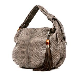 Gucci python bamboo tassel leather shoulder bag. In very good preloved condition